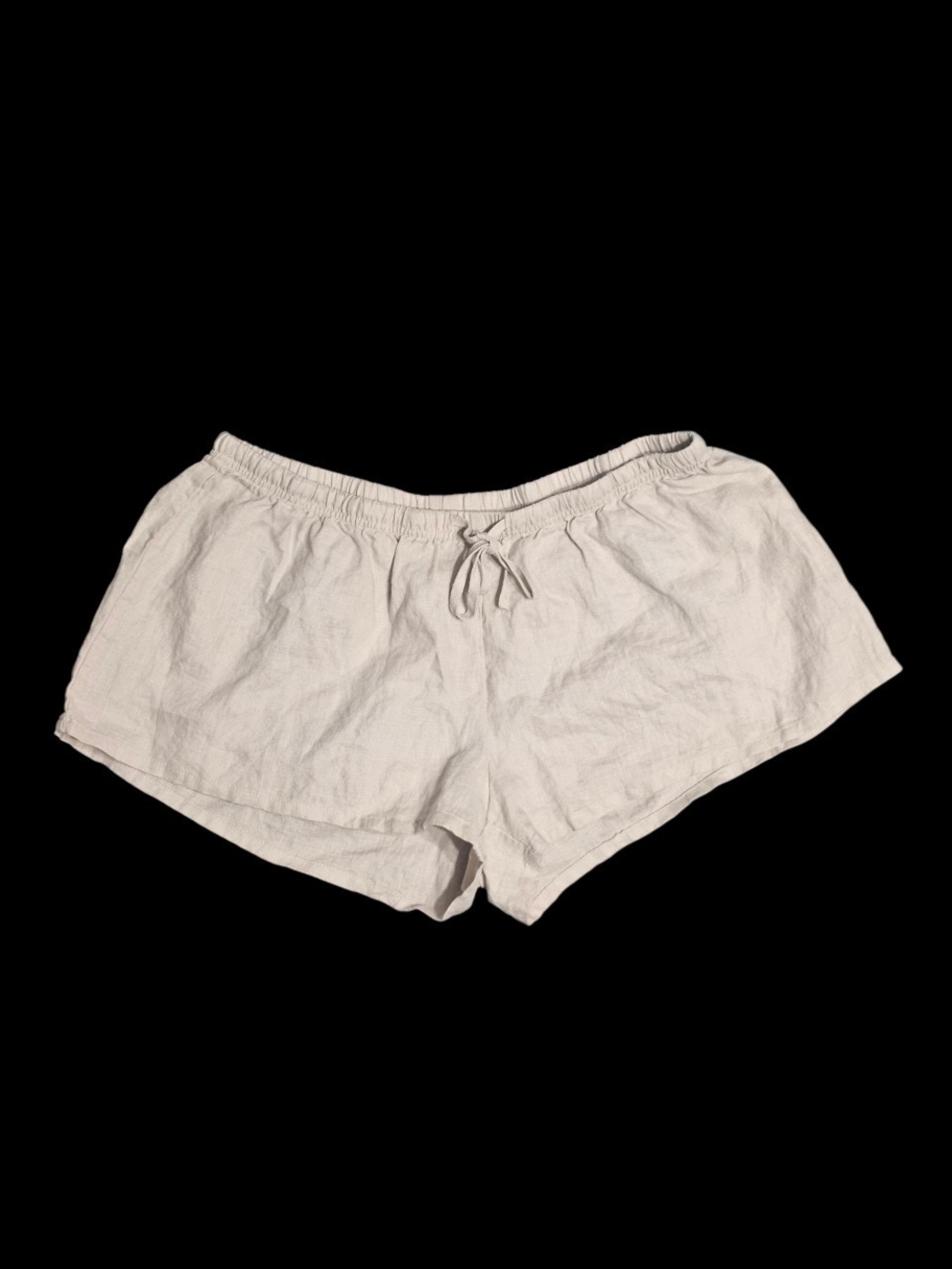 John Galt Brandy Melville 100% Linen Beige Drawstring Shorts One Size
